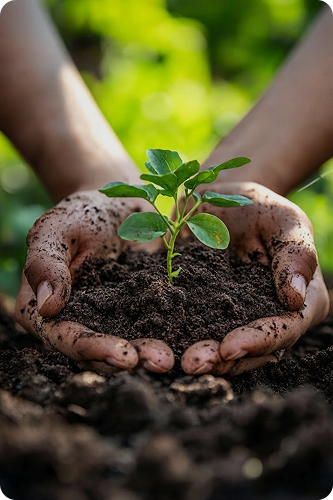 Seedling being held